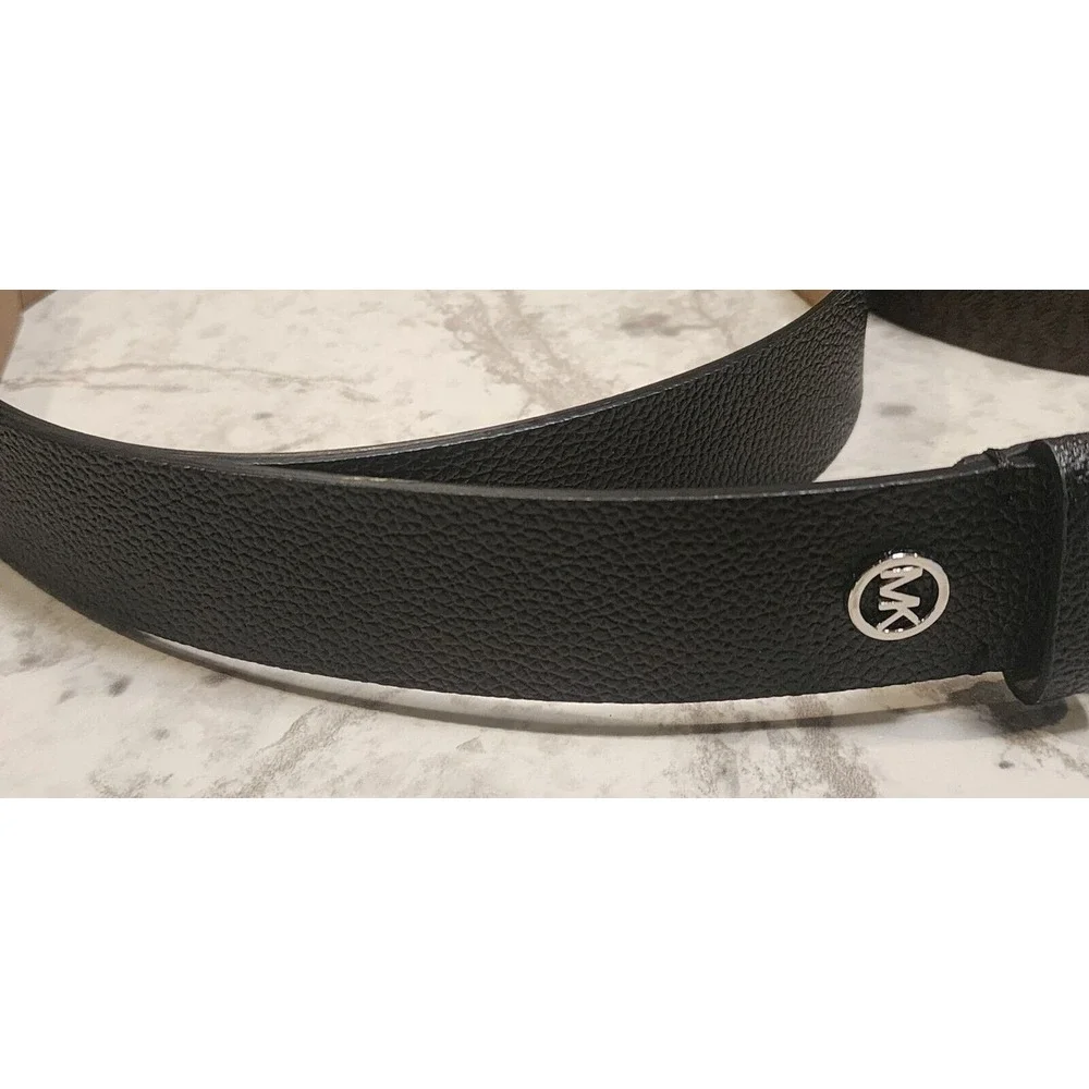MICHAEL KORS Women's‎ MK Logo Belt Size M/L Brown & Black New Gold Silver